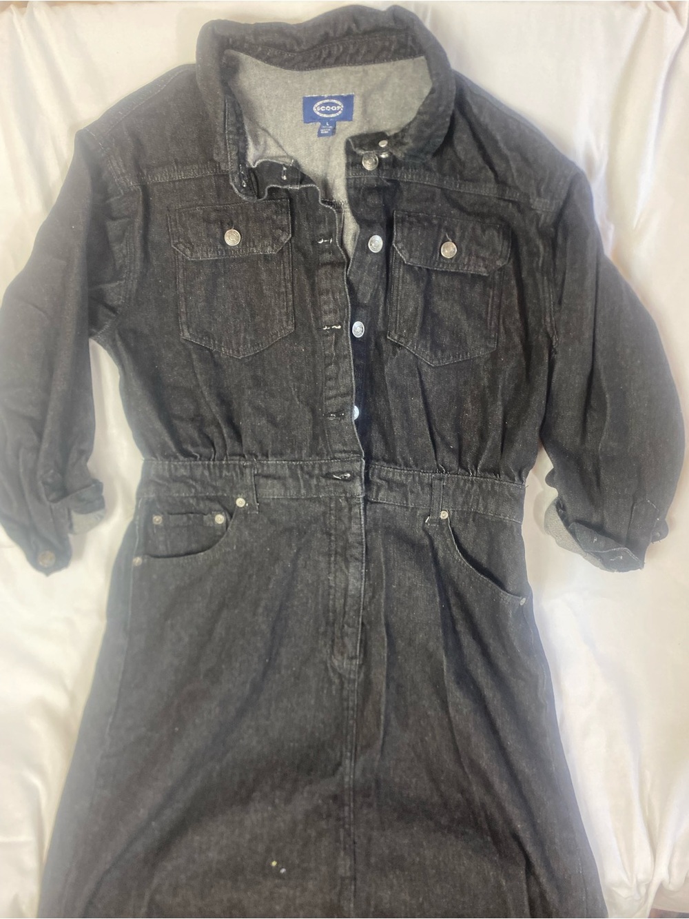 SCOOP Vintage Black Denim Jumpsuit Dress Retro 80’s industrial urban utility